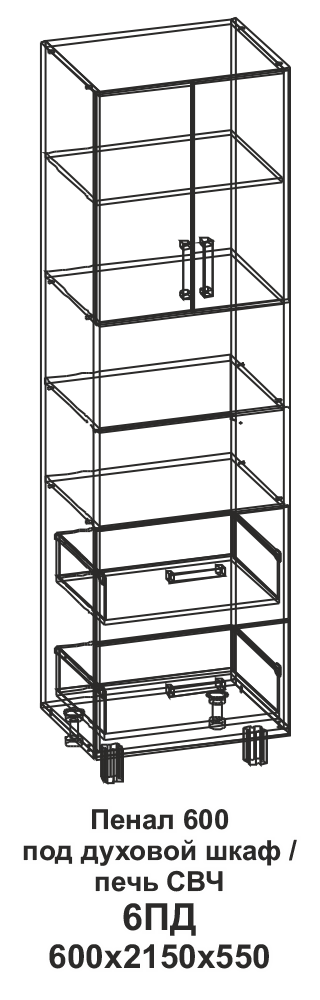 Пенал 6ПД 600 с духовкой Танго в интернет-портале Алеана-Мебель