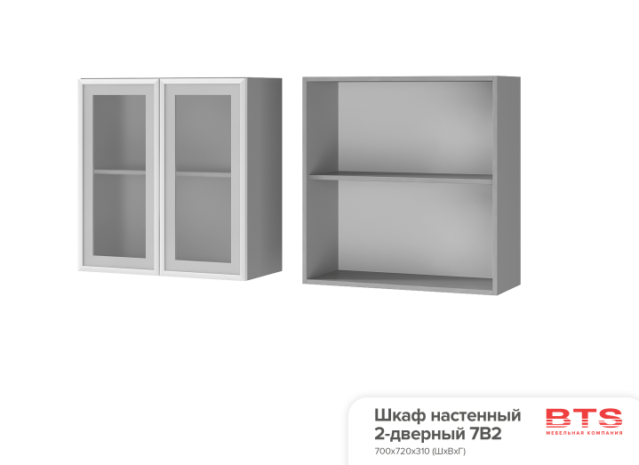 Шкаф настенный 2-дверный со стеклом Титан 7В2 в интернет-портале Алеана-Мебель