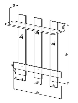 Вешалка УНО-65 Мастер схема с размерами